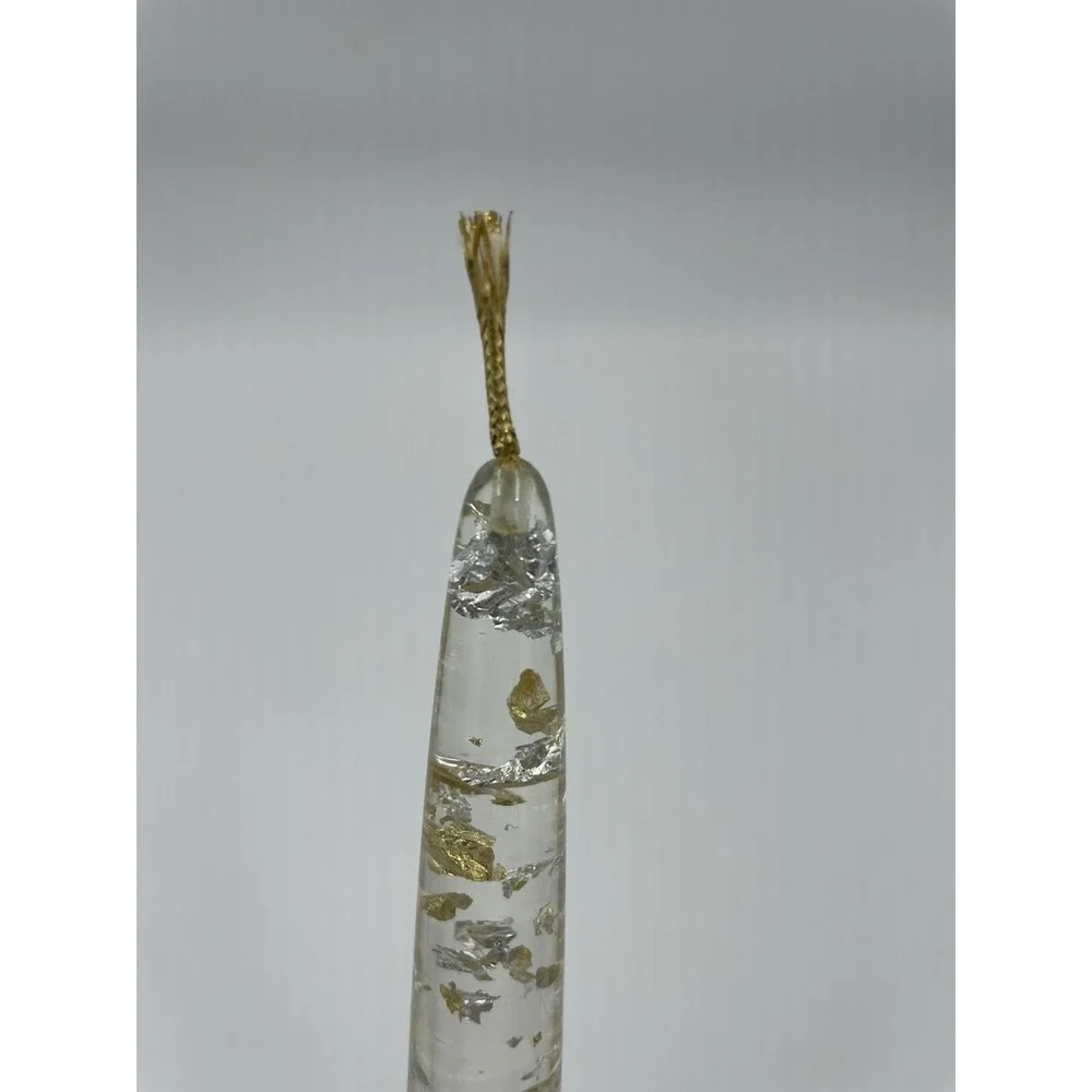 Vintage MCM Clear Lucite Candle Gold & Silver Flecks ‎ USA 10